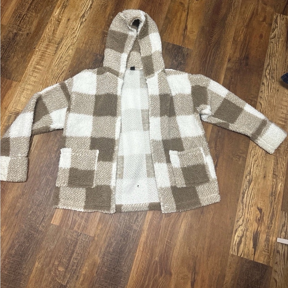 Plaid Hooded Cardigan